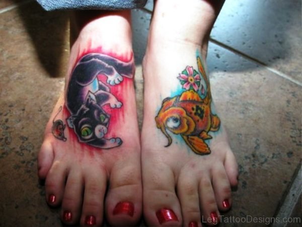 Cat With Fish Tattoo On Feet