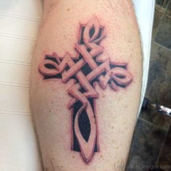 Celtic Cross Leg Tattoo