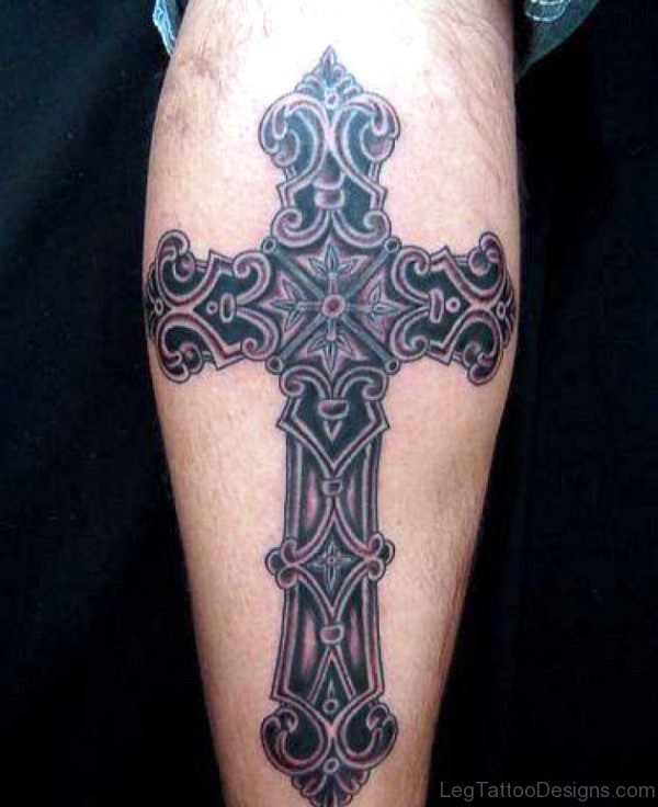 Celtic Cross Tattoo On Leg
