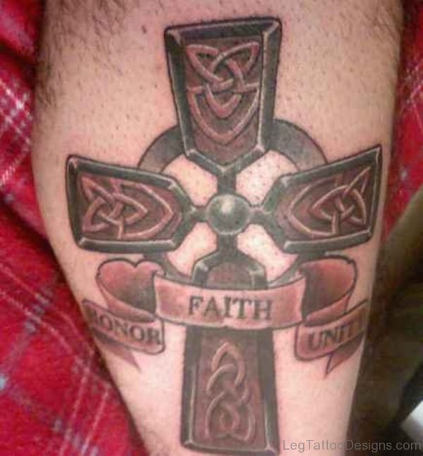 Celtic Cross Tattoo on Leg
