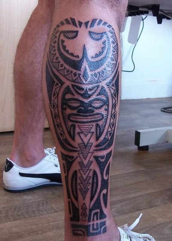 Celtic Maori Leg Tattoo