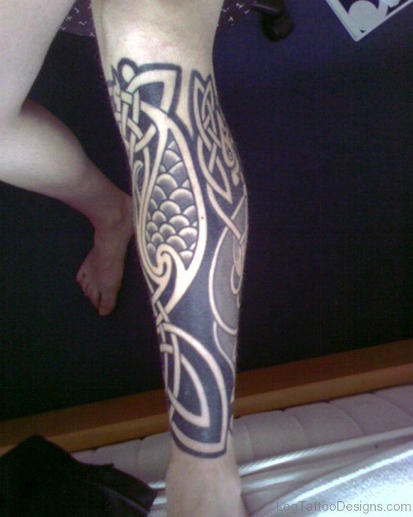 Celtic Tattoo Design On Leg