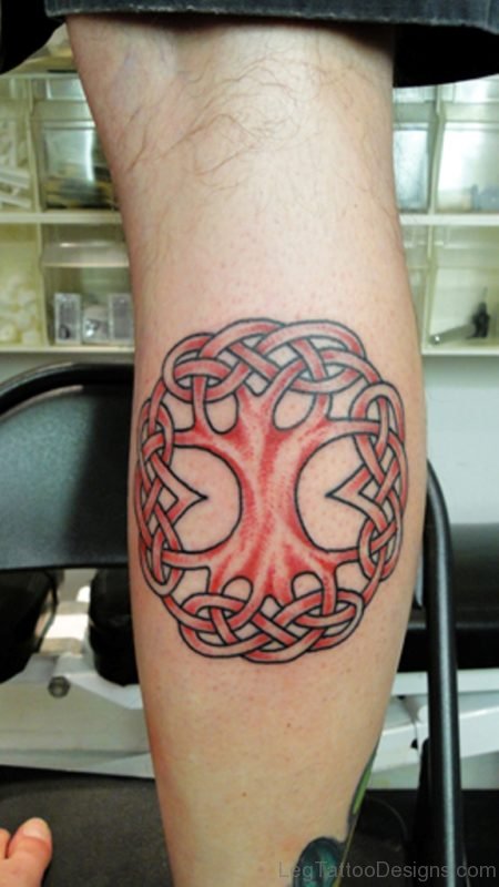 Celtic Tree Tattoo On Leg
