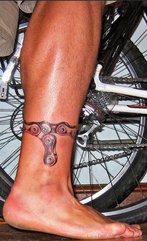 Chain Band Tattoo On Leg