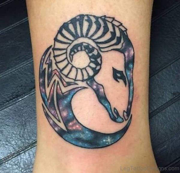 Charming Aries Leg Tattoo