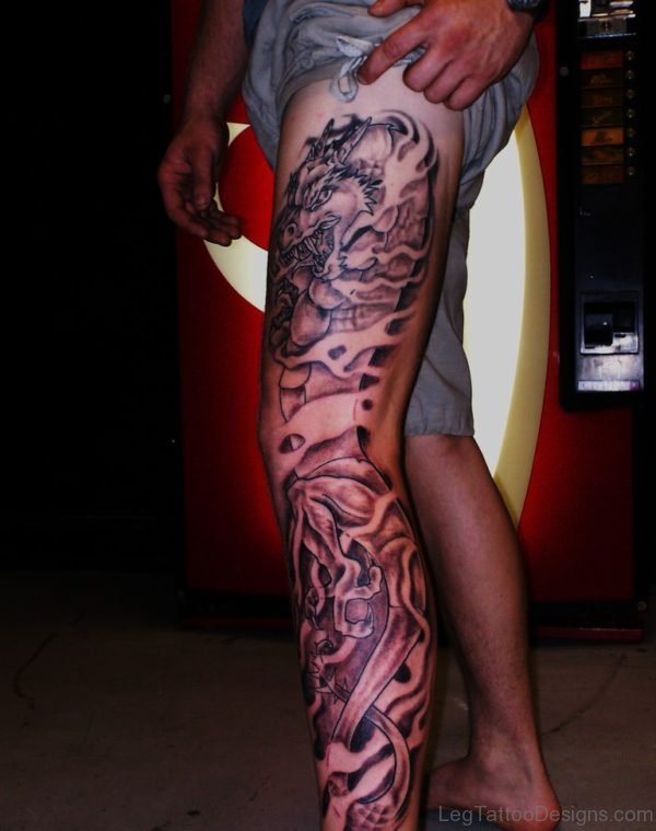 Chinese Dragon Tattoo For Leg