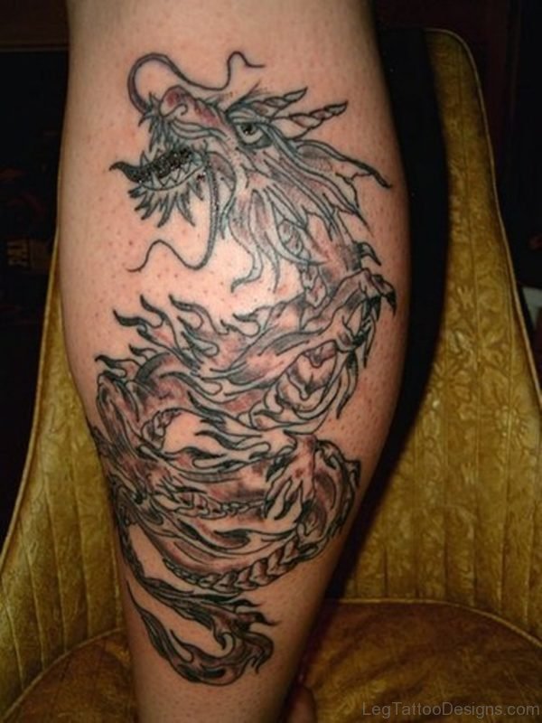 Chinese Dragon Tattoo On Leg