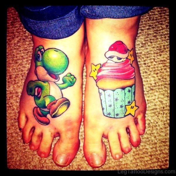 Christmas Cupcake Tattoo On Foot