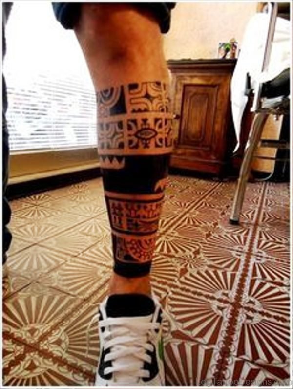 Classic Band Tattoo On Leg