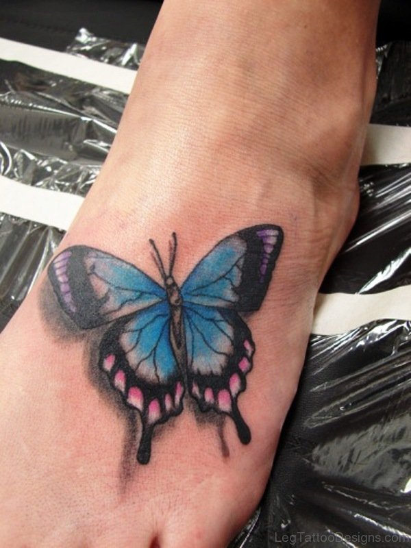 Classic Butterfly Tattoo Design On Foot