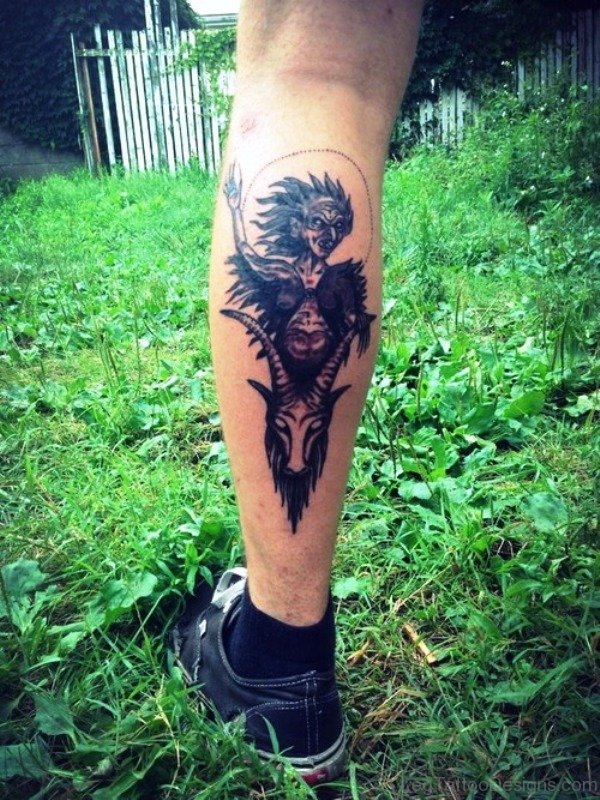 Classic Evil Tattoo On Leg