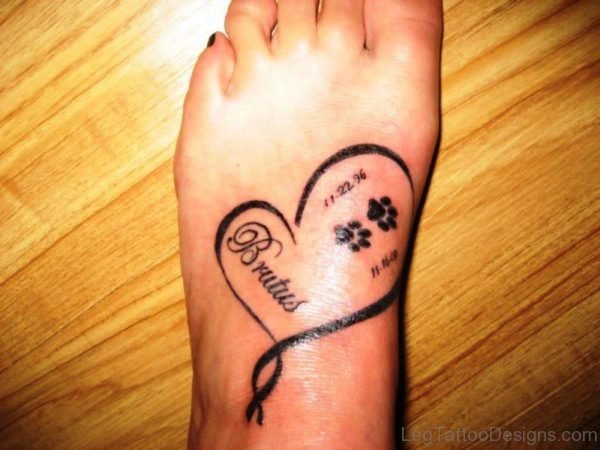Classic Heart Tattoo On Foot