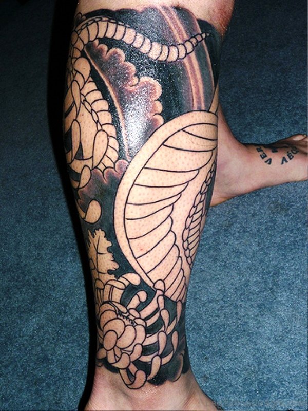 Classic Tattoo On Calf