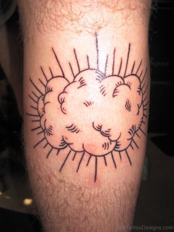 Cloud Tattoo On Calf