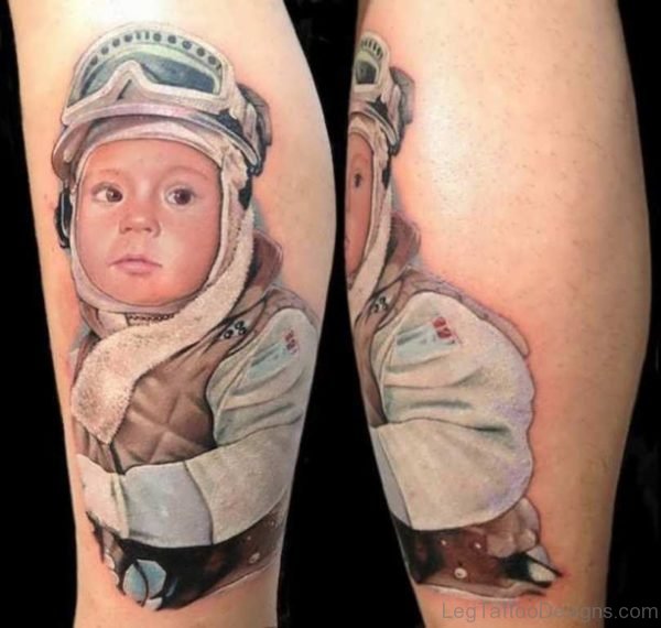 Colored Baby Portrait Tattoo