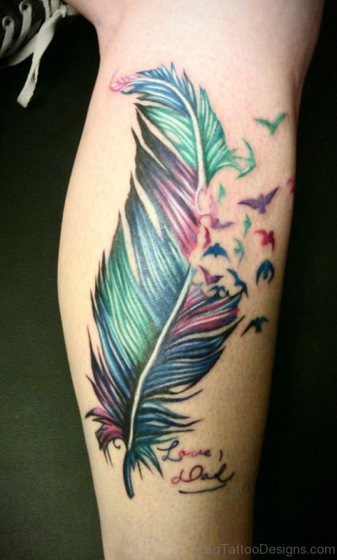 Colored Feather Tattoo