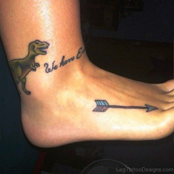 Colorful Arrow Tattoo On Foot