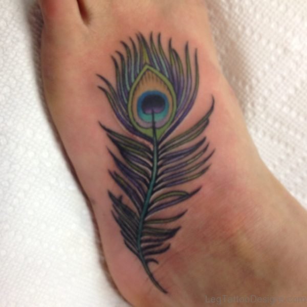 Colorful Peacock Feather Tattoo Design