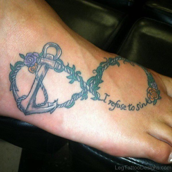 Compass Anchor Foot Tattoo