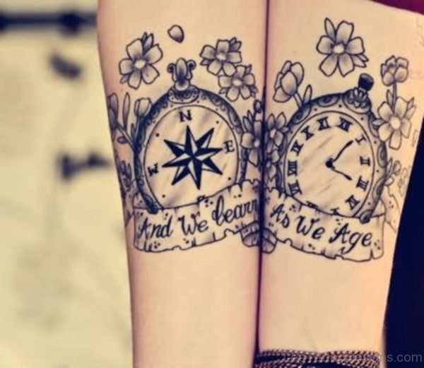 Compass and Clock Tattoo