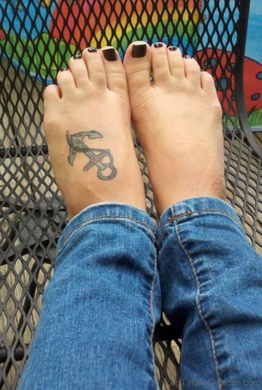 Cool Anchor Foot Tattoo