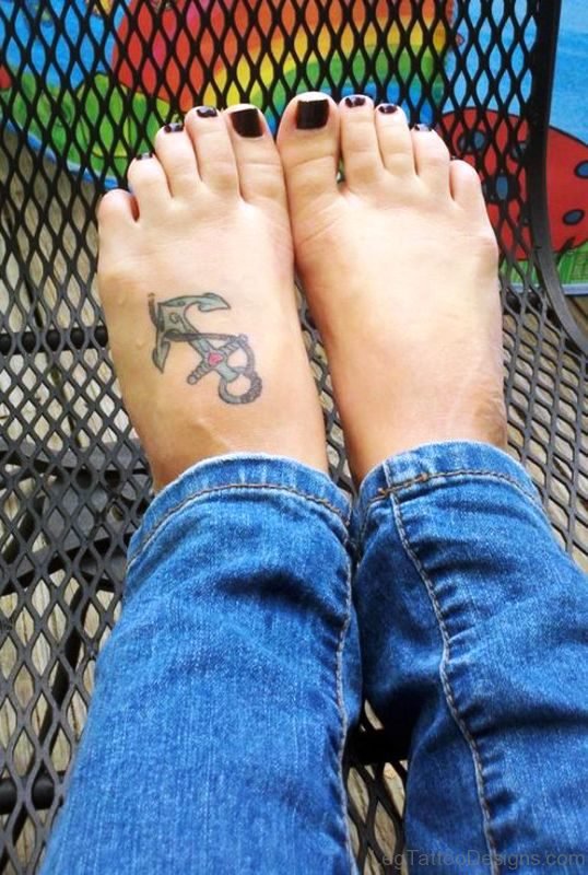 Cool Anchor Tattoo On Foot 