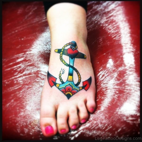 Cool Anchor Tattoo On Foot