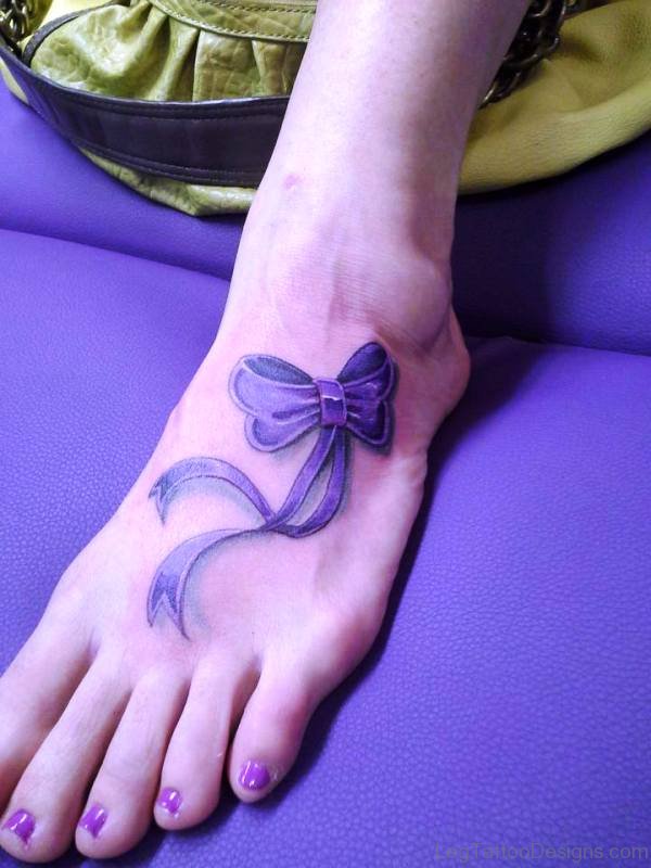 Cool Bow Tattoo On Foot
