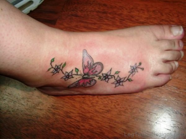 Cool Butterfly Tattoo Design On Foot
