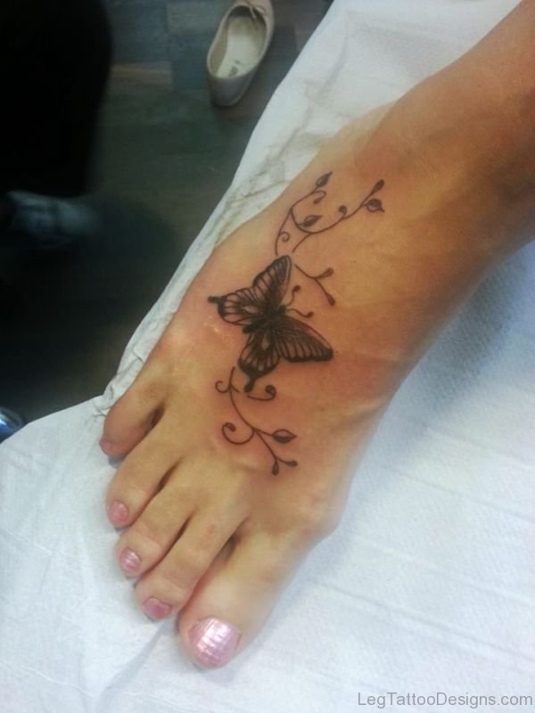 Cool Butterfly Tattoo On Foot