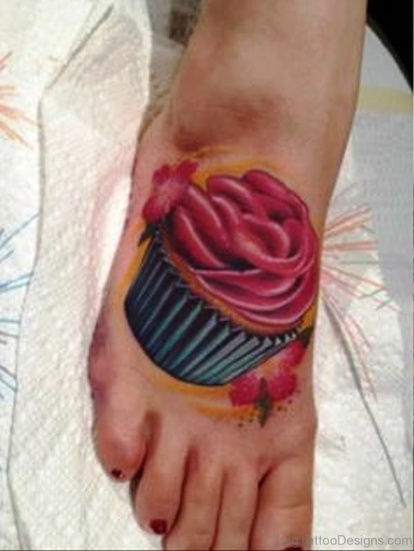 Cool Cupcake Tattoo On Foot