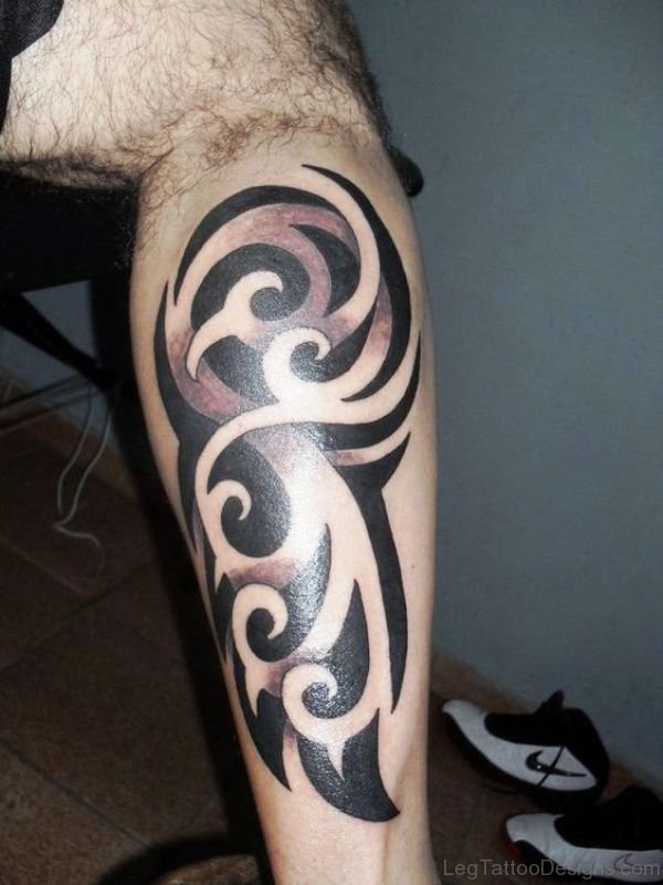 Cool Design Tattoo On Calf