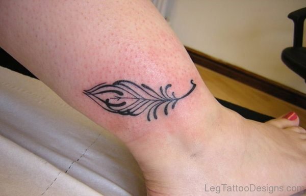 Cool Feather Tattoo On Leg