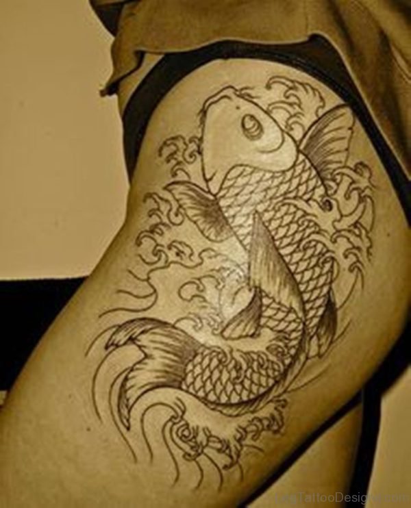 Cool Fish Tattoo On Thigh