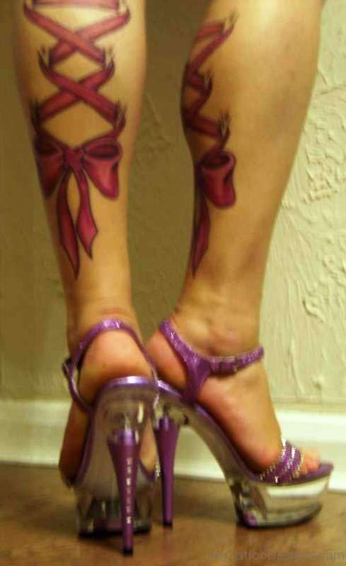 Corset Tattoo On Both Legs Image