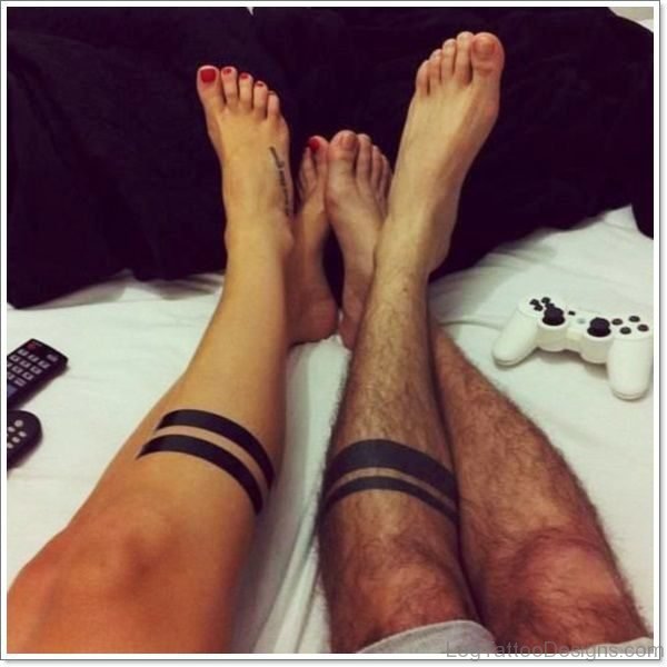 Couple Band Tattoo On Legs bnd2118