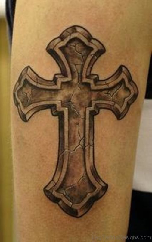 Cross Tattoo Design On Leg