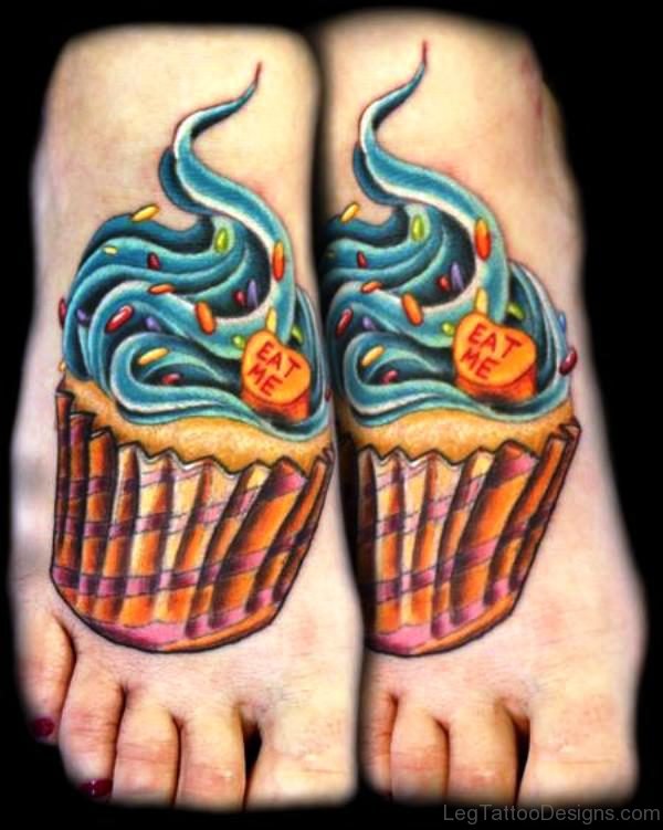 Cupcake Tattoo On Foot Pic