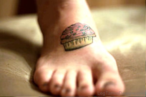 Cupcake Tattoo On Foot Picture