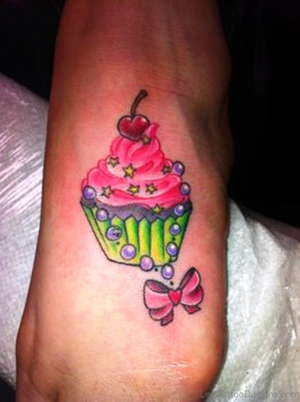 Cupcake With Cherry On Foot