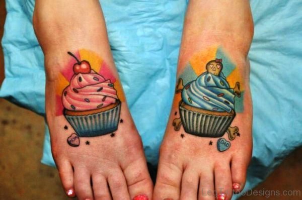 Cupcakes Tattoos On Feet