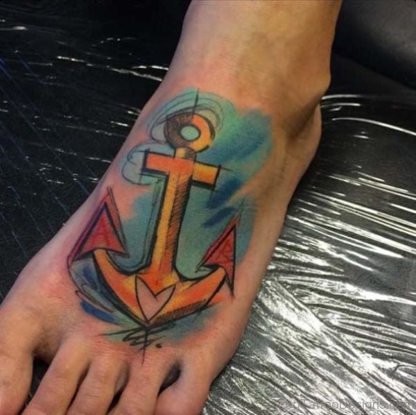 Cute Anchor Foot Tattoo