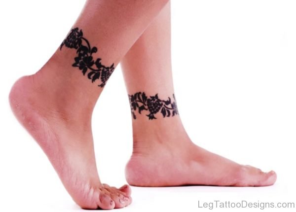Cute Band Tattoos On Both Legs