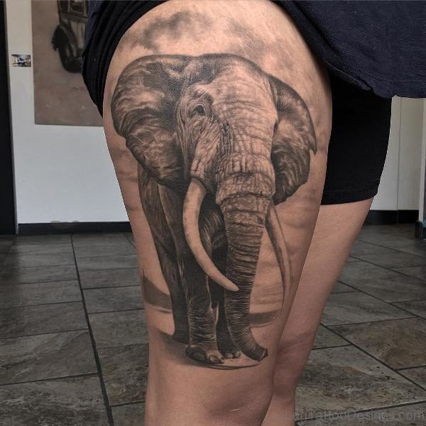 Cute Black Elephant Tattoo