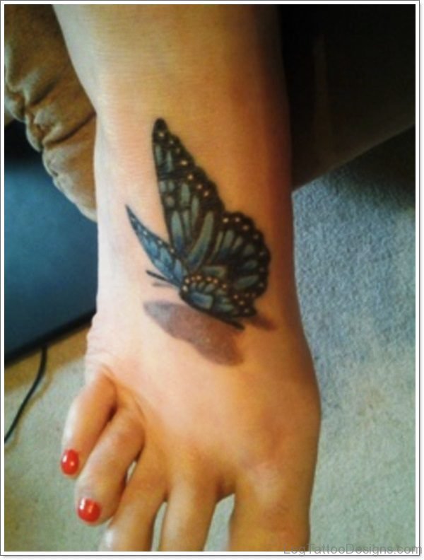 Cute Butterfly Tattoo On Foot