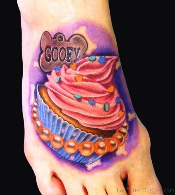 Cute Cupcake Tattoo On Foot
