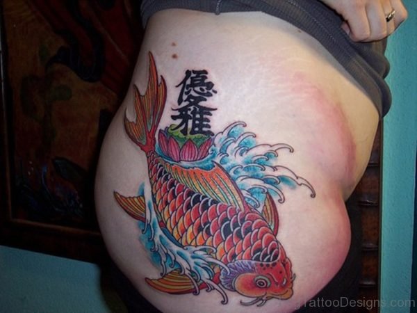 Cute Fish Tattoo On Thigh