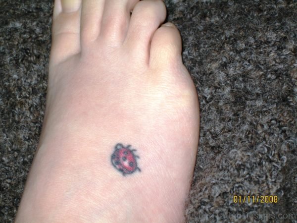 Cute Ladybug Tattoo On Foot