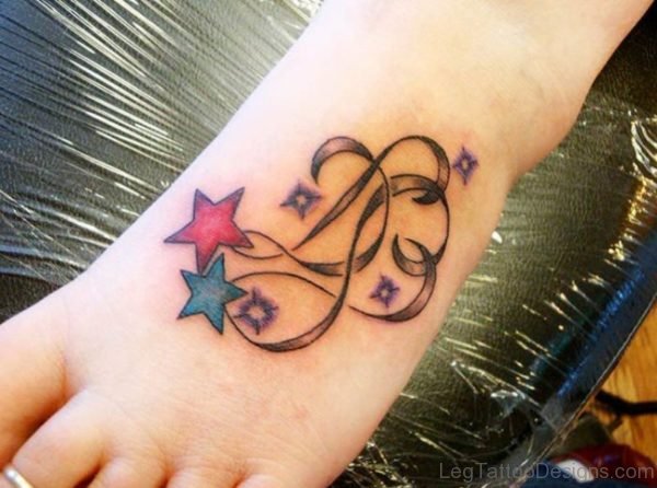 Cute Stars Tattoo On Foot