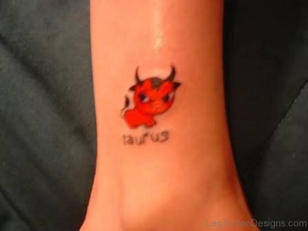 Cute Taurus Tattoo On Ankle